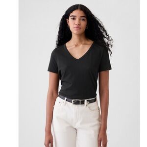 Gap Ultra Soft Black VNeck Short Sleeve T-shirt Size Medium Tall